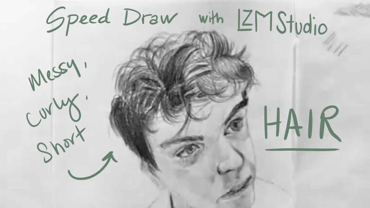 Speed Draw: Messy, Curly Short Hair Drawing - LZM Studio
